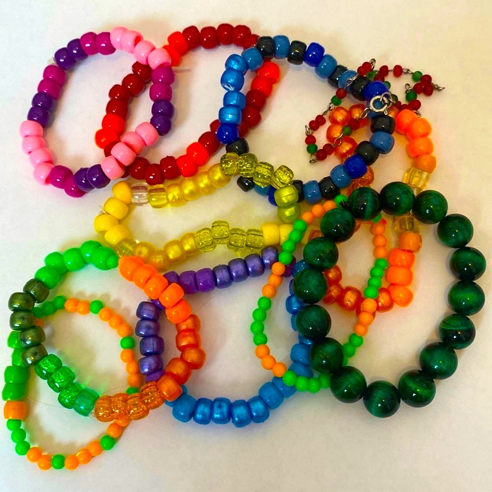 **11 Handmade** Pony Bead Bracelet Value Pack (Set of 11)*😊🍁🌻☀️